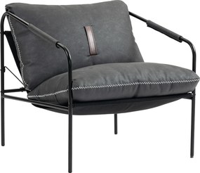 Poltrona Moderna Poltrona de Leitura Estofada em Couro Sintético Capas de Almofadas Removíveis 74,5x75x77 cm Cinza Carvão