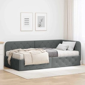 vidaXL Estrutura de Cama de Canto Cinza Escuro 100 x 200 cm tecido