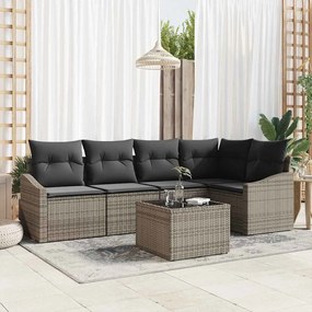 vidaXL Conjunto de Sofá de Jardim de 5 Peças com Almofadas Cinza Rattan Sintético
