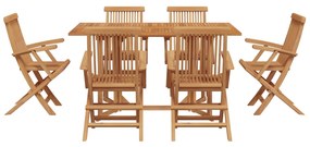 Conjunto de Jantar para Jardim de 7 Peças em Madeira Sólida Teak