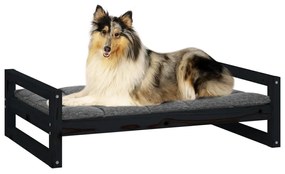 Cama para cães 95,5x65,5x28 cm madeira de pinho maciça preto