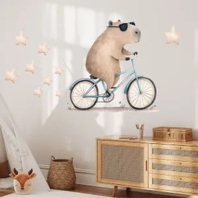 Autocolante - Capivara numa bicicleta