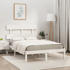 vidaXL Estrutura de cama king 150x200 cm madeira maciça branco