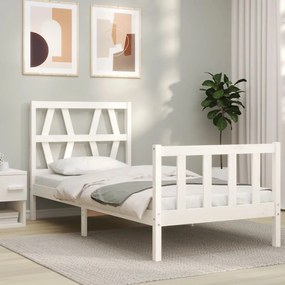 Cama sem colchão 90x200 cm madeira de pinho maciça branco