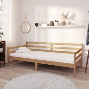3083597 vidaXL Sofá-cama com colchão 90x200 cm pinho maciço castanho mel
