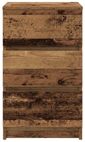 Mesas de cabeceira 3 gavetas 2 pcs 39x35x65cm madeira velha