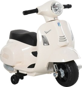 HOMCOM Mota Elétrica Vespa para Crianças com Farol e Buzina 66,5x38x53 cm Branco | Aosom Portugal