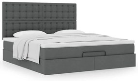 Estrutura de cama otomana com colchão 180x200cm cinzento escuro