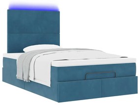 Estrutura cama otomana colchões 120x200cm veludo azul escuro