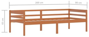 Estrutura de cama 90x200 cm pinho maciço castanho mel