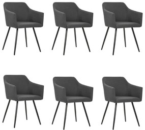 vidaXL Cadeiras de jantar 6 pcs tecido cinzento-escuro