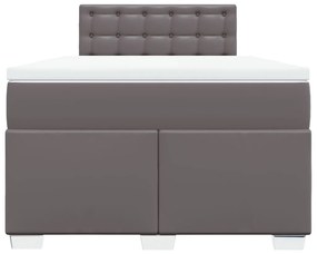 Cama boxspring com colchão 120x190 cm couro artificial cinzento