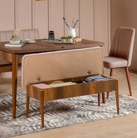 Conjunto de Mesa de Jantar Extensível Vina – Nogueira – 130x77x80 cm