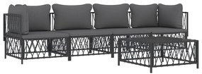 5 pcs conjunto lounge de jardim com almofadões aço antracite