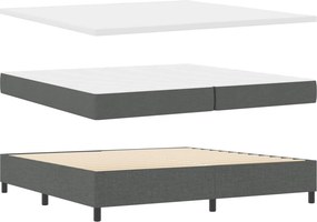 vidaXL Cama Box com colchão Cinzento escuro 200 x 200 cm tecido