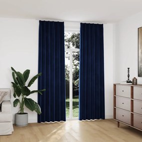 Cortinas blackout c/ ganchos 2 pcs 140x245cm veludo azul escuro