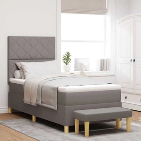 vidaXL Cama Box com Colchão e Banco Taupe 90x190 cm Tecido