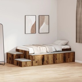 Estrutura de Cama de Armazenamento Madeira Velha 90x200 cm