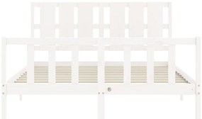 Estrutura de cama King Size com cabeceira madeira maciça branco