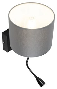 LED Candeeiro de parede moderno preto com cúpula cinzenta - Brescia Moderno
