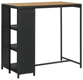 5 pcs conjunto de bar p/ jardim c/ almofadões vime PE preto