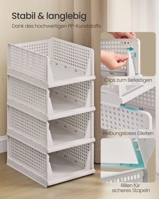 Conjunto 8 x cestos de arrumação com cestos extraíveis 43 x 33 x 18,5 cm (P x L x A) por cesto branco