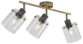 Foco de teto de design bronze com vidro transparente 3 luzes - Domo Moderno