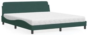 Cama com colchão 180x200 cm veludo verde-escuro