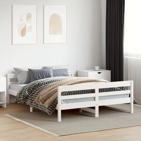 Cama sem colchão 140x200 cm madeira de pinho maciça branco
