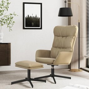 3097611 vidaXL Cadeira de descanso c/ apoio de pés couro artificial cappuccino