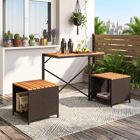 Banco Convertível de Exterior 2 em 1, 168 x 46 x 81 cm, Dobrável, Castanho