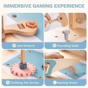 Bancada de ferramentas com ferramentas de Madeira de brincar para crianças 79 × 60 × 30 cm Multicolorido.