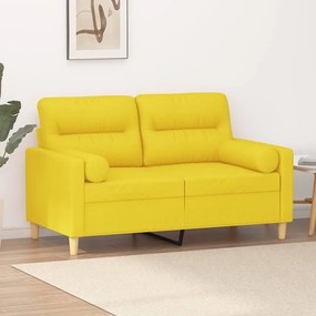 Sofá 2 lug. + almofadas decorativas 120 cm tecido amarelo-claro