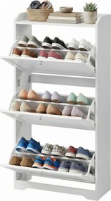 Sapateira com 3 abas 24 x 60 x 121,2 cm, arrumação de sapatos, com capacidade para 12 a 20 pares de sapatos branca