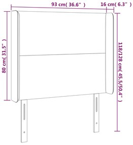 Cabeceira de cama c/ LED tecido 93x16x118/128 cm cinza-escuro