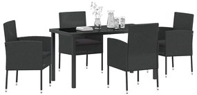 Conjunto de Jantar de Jardim de 5 Peças com Almofadas em Rattan Poliés