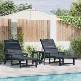 Espreguiçadeiras vidaXL 2 pcs Azul-marinho 162x53x98.5 cm HDPE, Espreg