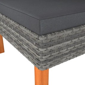 Sofás de canto 2 pcs vime PE e madeira de eucalipto maciça