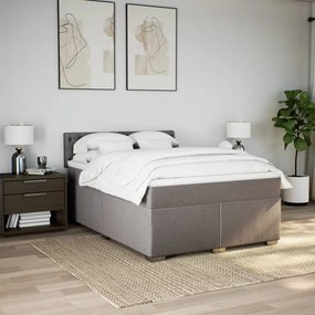 Cama com molas/colchão 160x200 cm tecido castanho-acinzentado
