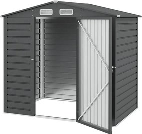 Abrigo de Jardim 2,27 m² 190x131x188 cm com 2 Ventilações Porta com Fechadura para Armazenamento de Ferramentas Cinza
