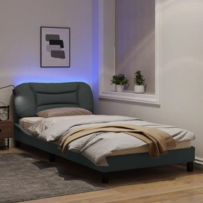 Estrutura de cama c/ luzes LED 100x200 cm tecido cinzento-claro