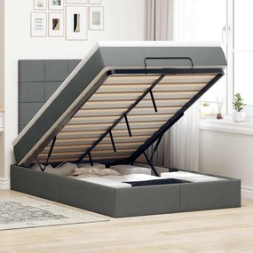 vidaXL Estrutura cama otomana colchão 120x200cm tecido cinzento escuro