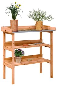 vidaXL Mesa p/ plantas c/ prateleiras 78x38x82,5 cm abeto castanho