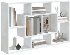 Prateleira de parede 85x16x52,5 cm madeira branco brilhante