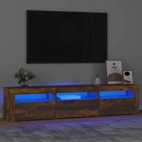 Móvel de TV com luzes LED 180x35x40 cm carvalho fumado