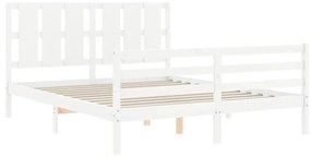 Estrutura de cama King Size com cabeceira madeira maciça branco