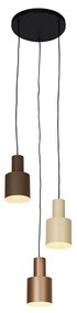 Candeeiro de suspensão em bronze com tons de bege e taupe 3 luzes - Ans Moderno