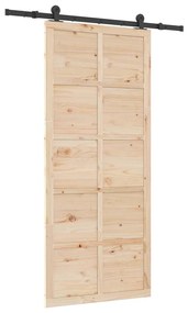 Porta Deslizante Castanho 80 x 208 cm Madeira de pinho maciça