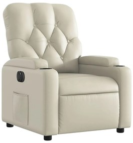 Poltrona reclinável elétrica couro artificial cor creme