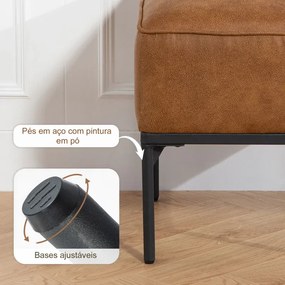 Banco Estofado em PU com Pés de Aço Acolchoado Espesso Estilo Moderno Otomana para Quarto 40x40x46 cm Castanho